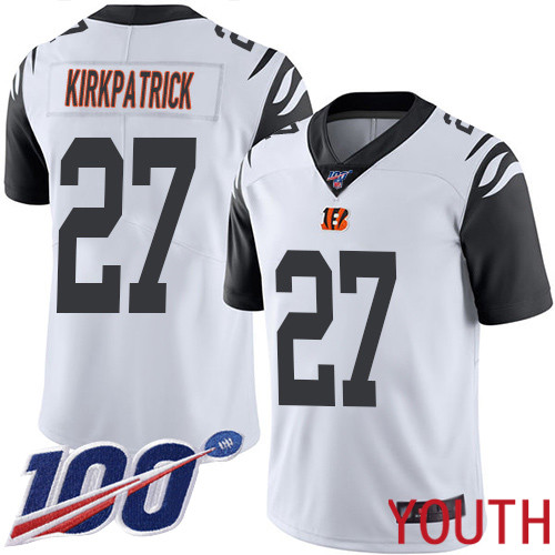 Cincinnati Bengals Limited White Youth Dre Kirkpatrick Jersey NFL Footballl #27 100th Season Rush Vapor Untouchable